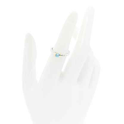 David Yurman Sterling Silver 14K Gold Blue Topaz Metro Cable Ring 51 5.75 2 of 4