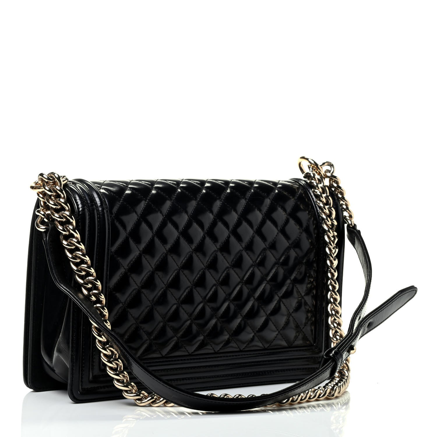 Chanel Iridescent Glazed Calfskin Quilted New Medium Boy Flap Black 2 of 5