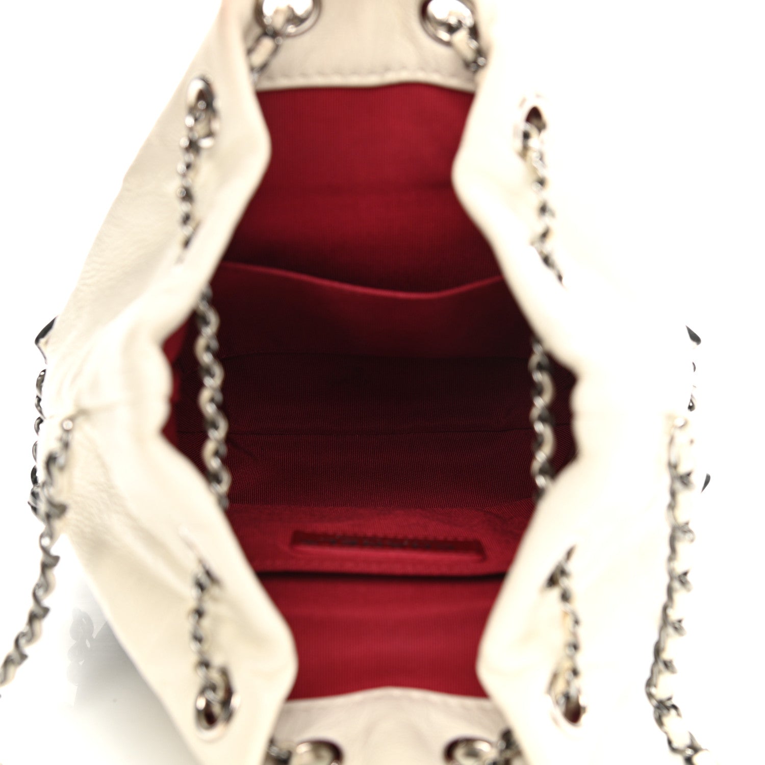 Chanel Aged Calfskin Quilted Small Gabrielle Bucket White Black 5 of 10