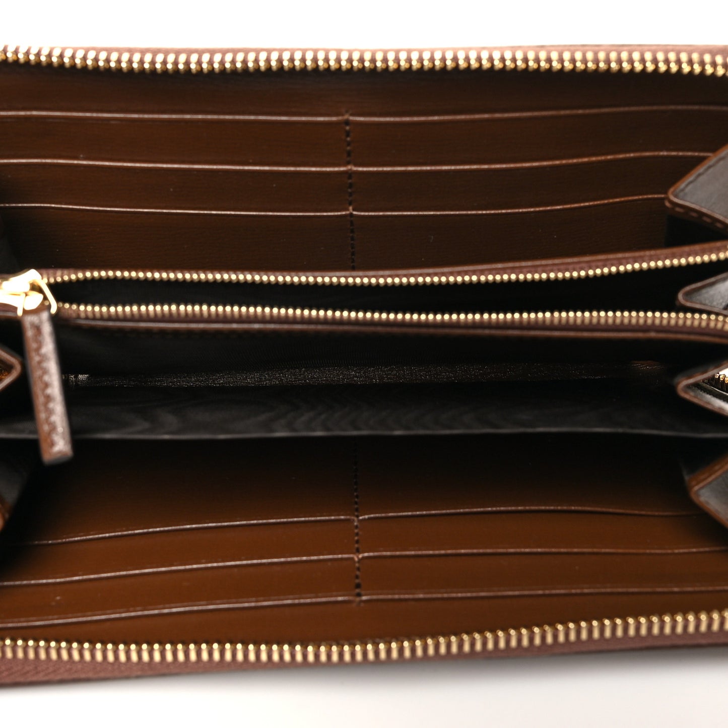 GG Supreme Monogram Azalea Calfskin Horsebit 1955 Zip Around Wallet Beige Ebony Brown Sugar