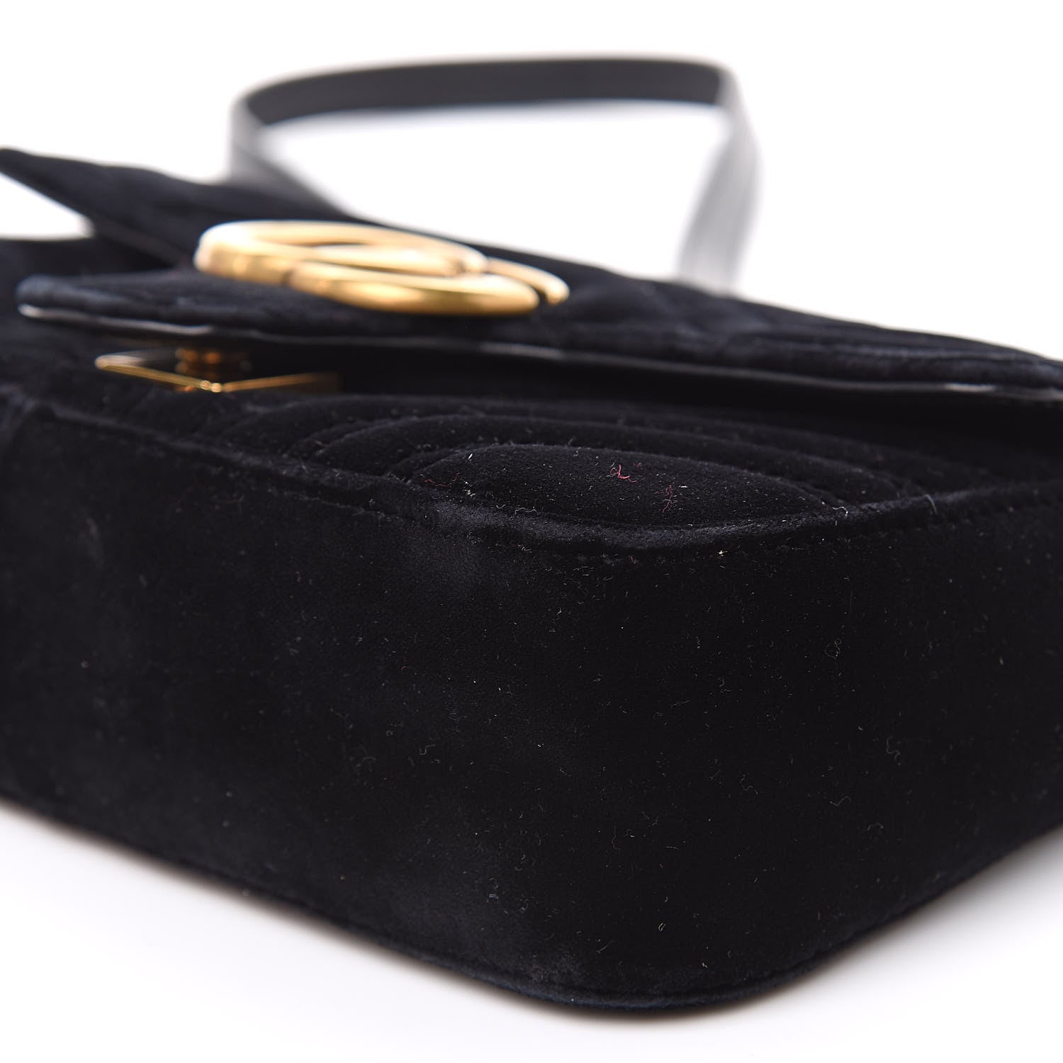 Gucci Velvet Matelasse Mini GG Marmont Shoulder Bag Black 9 of 12