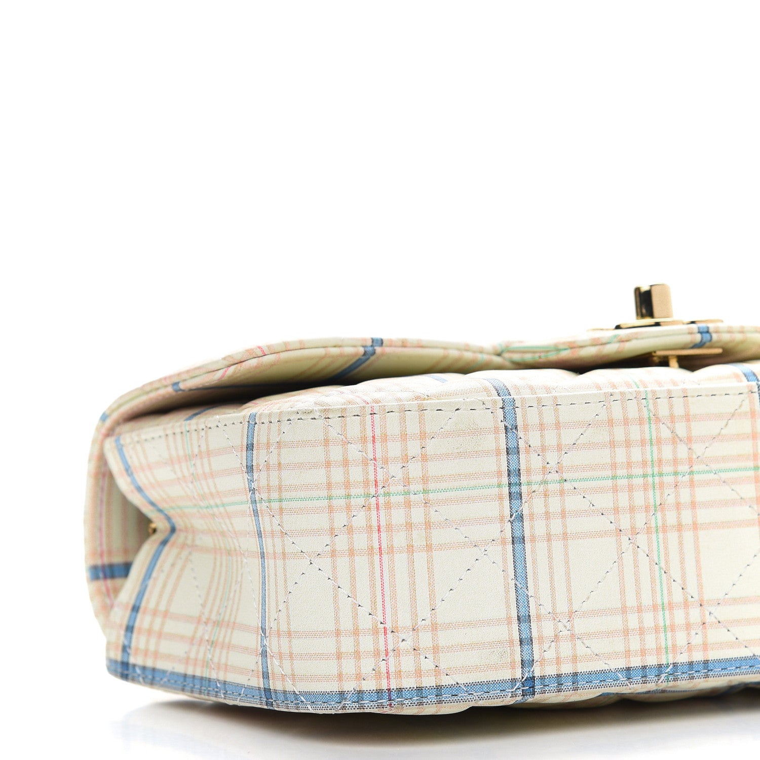 Chanel Calfskin Plaid Quilted Mini Rectangular Flap White Multicolor 8 of 9