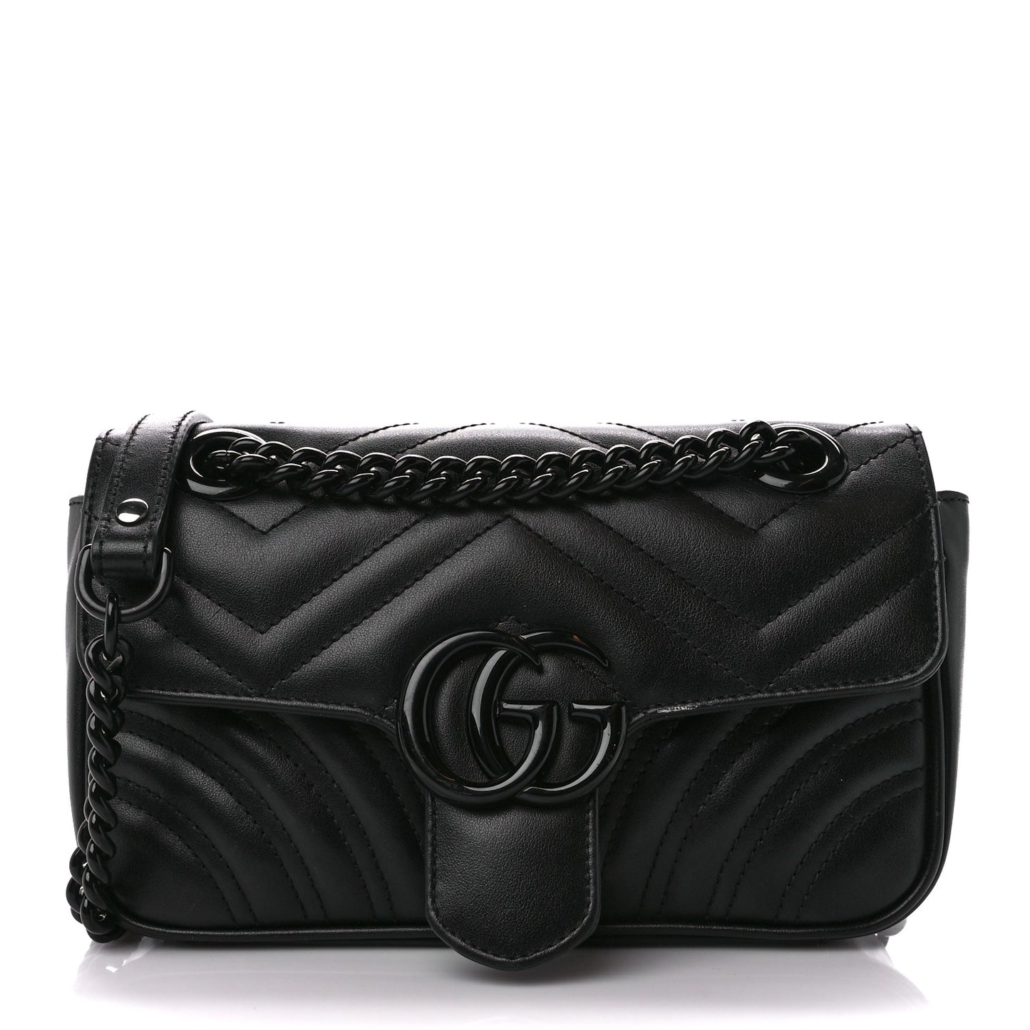 Calfskin Matelasse Monochrome Mini GG Marmont Shoulder Bag Black