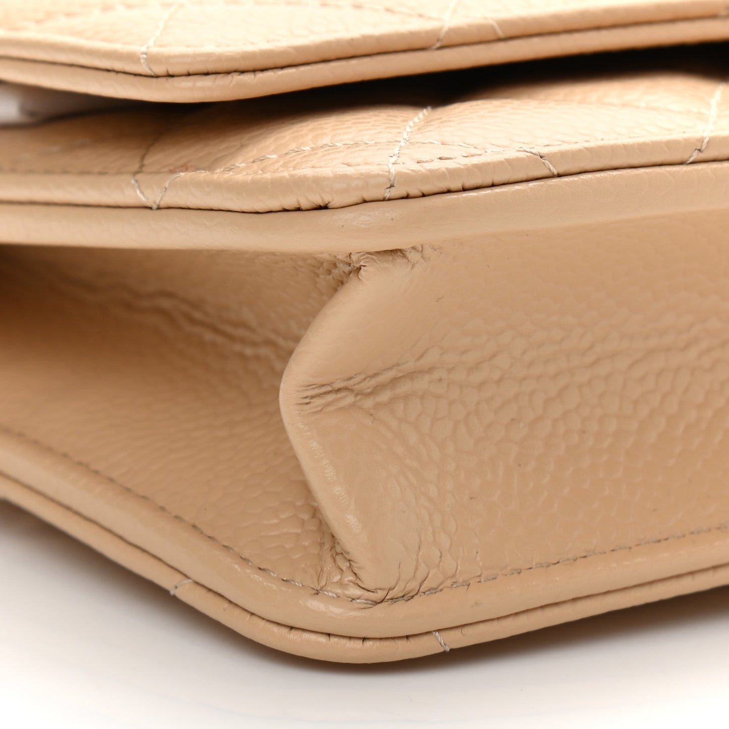 Caviar Quilted Wallet On Chain WOC Beige