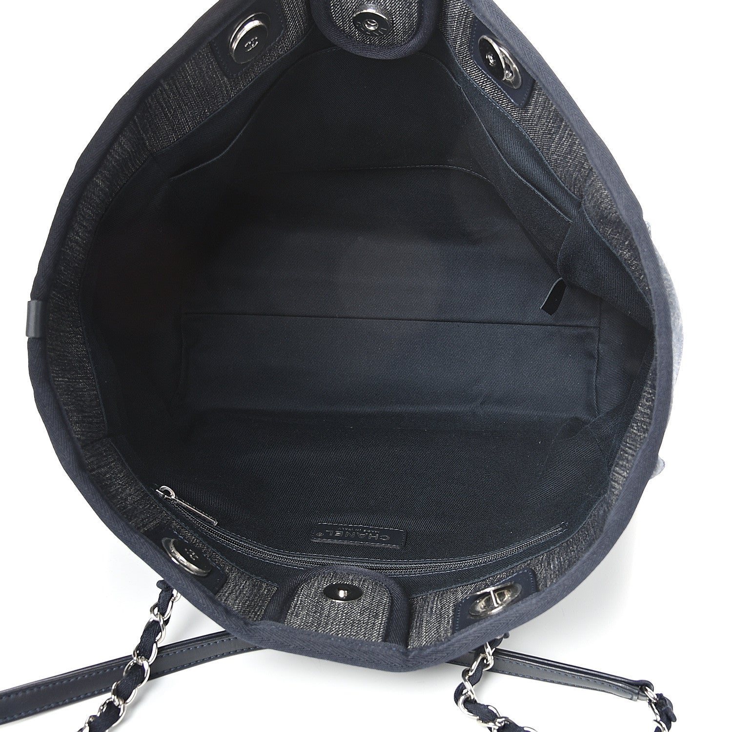 Chanel Denim Small Deauville Tote Dark Blue 4 of 9