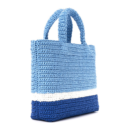 Prada Yarn Raffia Effect Crochet Small Logo Tote Celeste Blue 3 of 11