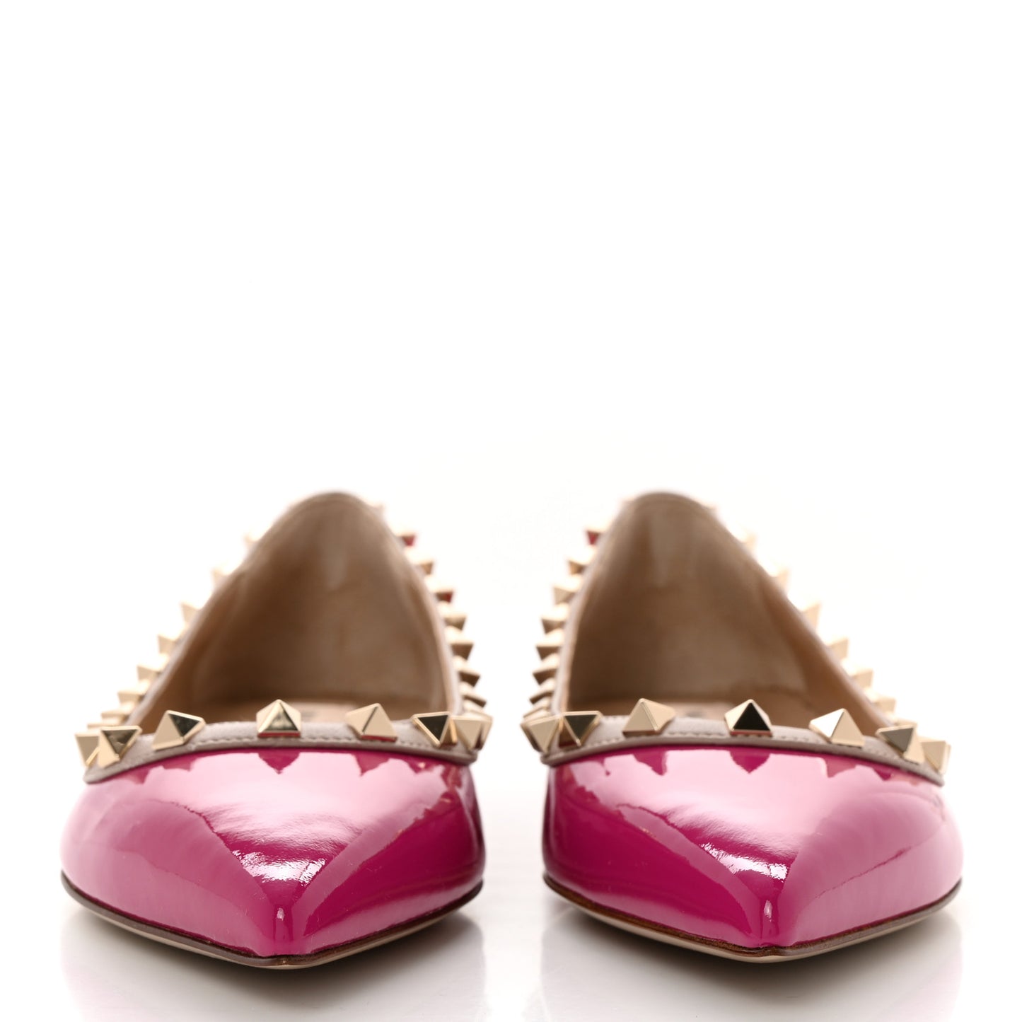 Patent Nappa Rockstud Ballerina Flats 36 Rose Violet Poudre