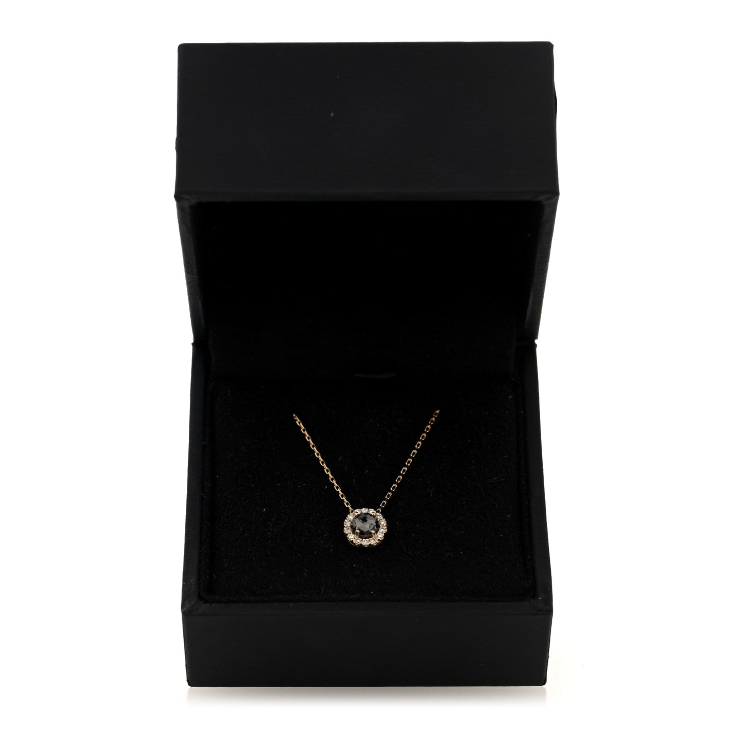 Suzanne Kalan 14K Yellow Gold Diamond Black Night Quartz Halo Pendant Necklace 5 of 5