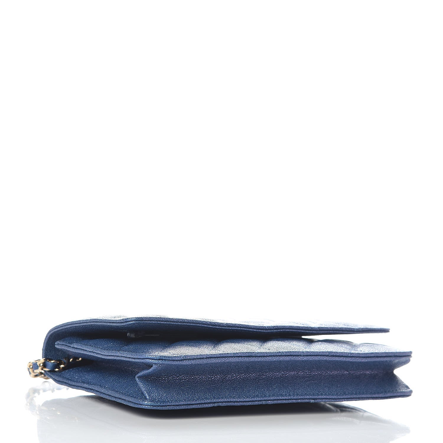 Chanel Iridescent Caviar Quilted Wallet On Chain WOC Dark Blue 4 of 11