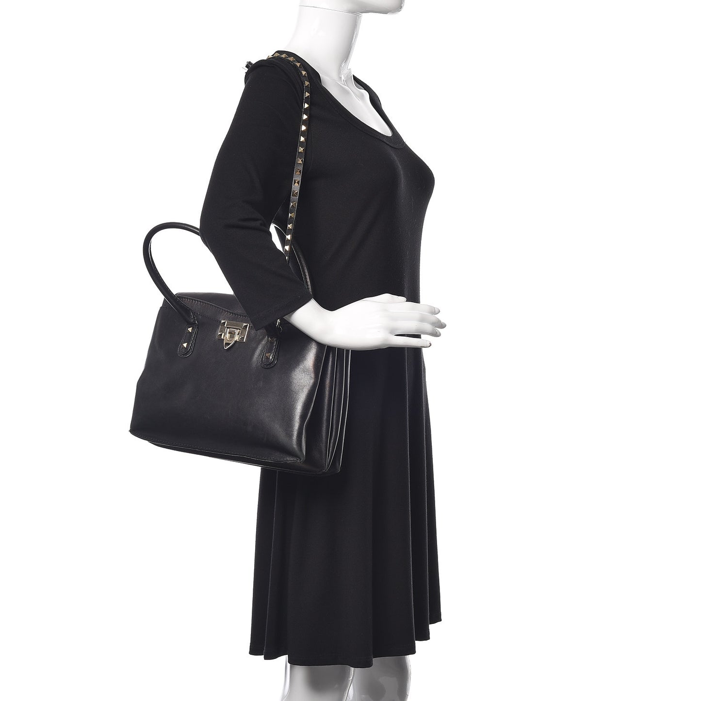 Vitello Rockstud Accordion Satchel Black
