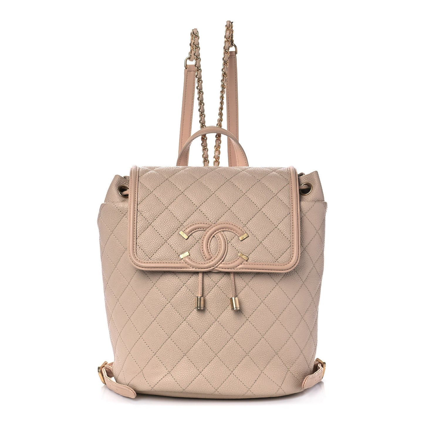 Caviar Quilted Filigree Backpack Beige