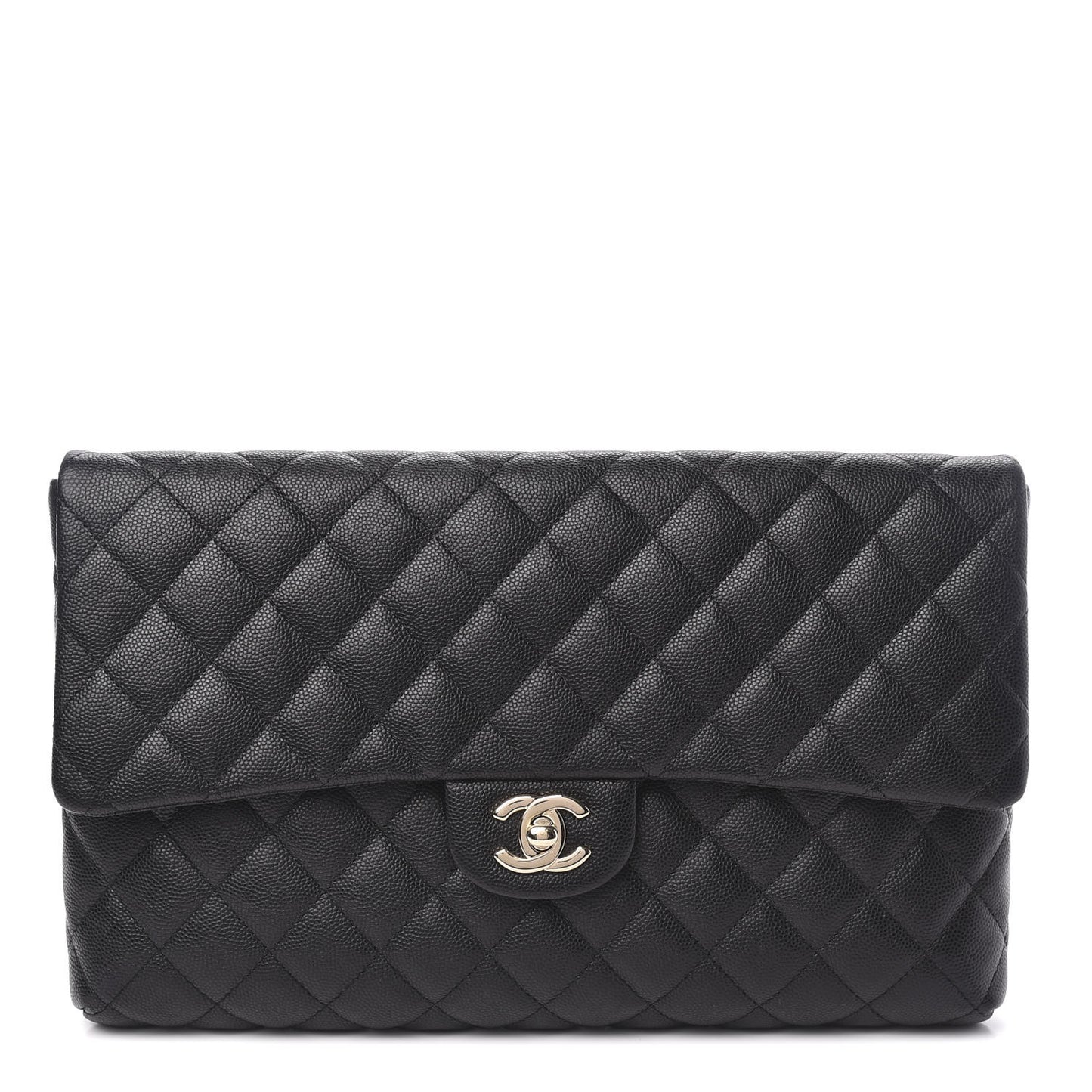 Caviar Quilted Flap Clutch Black