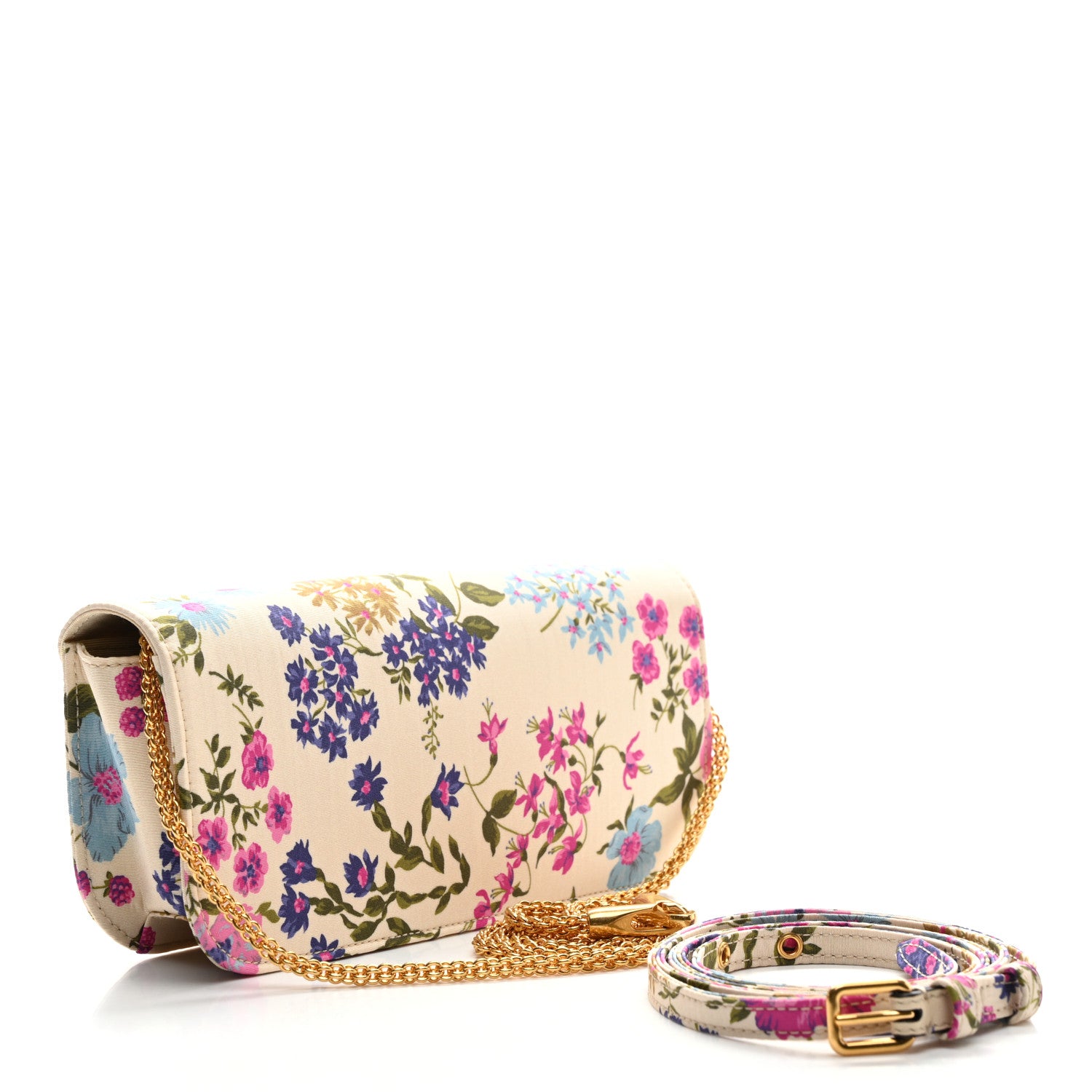 Valentino Garavani Satin Moire Floral Vlogo Loco Shoulder Bag White Multicolor 2 of 8