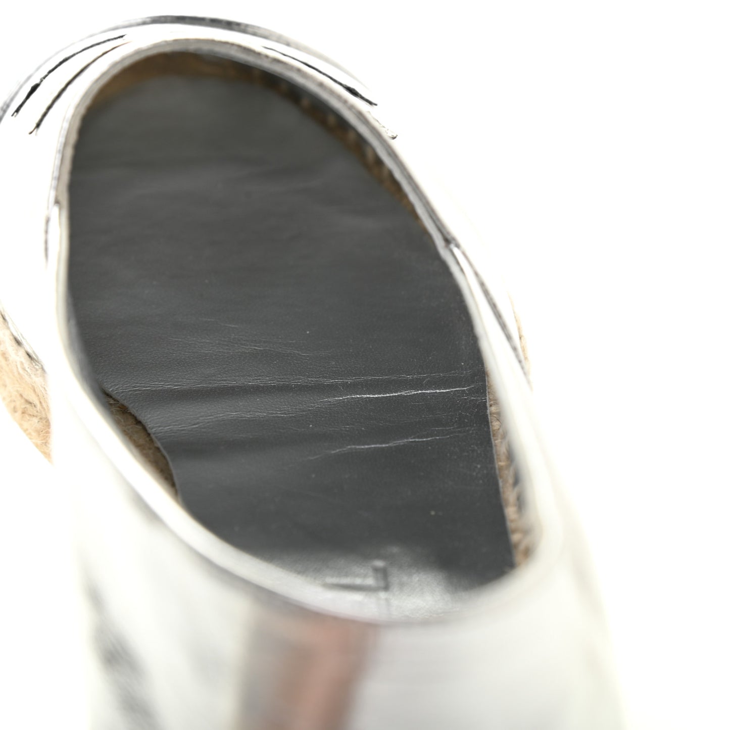 Laminated Goatskin CC Espadrilles 40 Silver