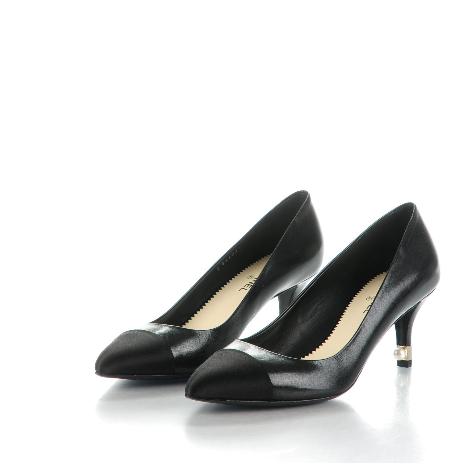 Chanel Lambskin Satin Pearl Pumps 40 Black 3 of 7