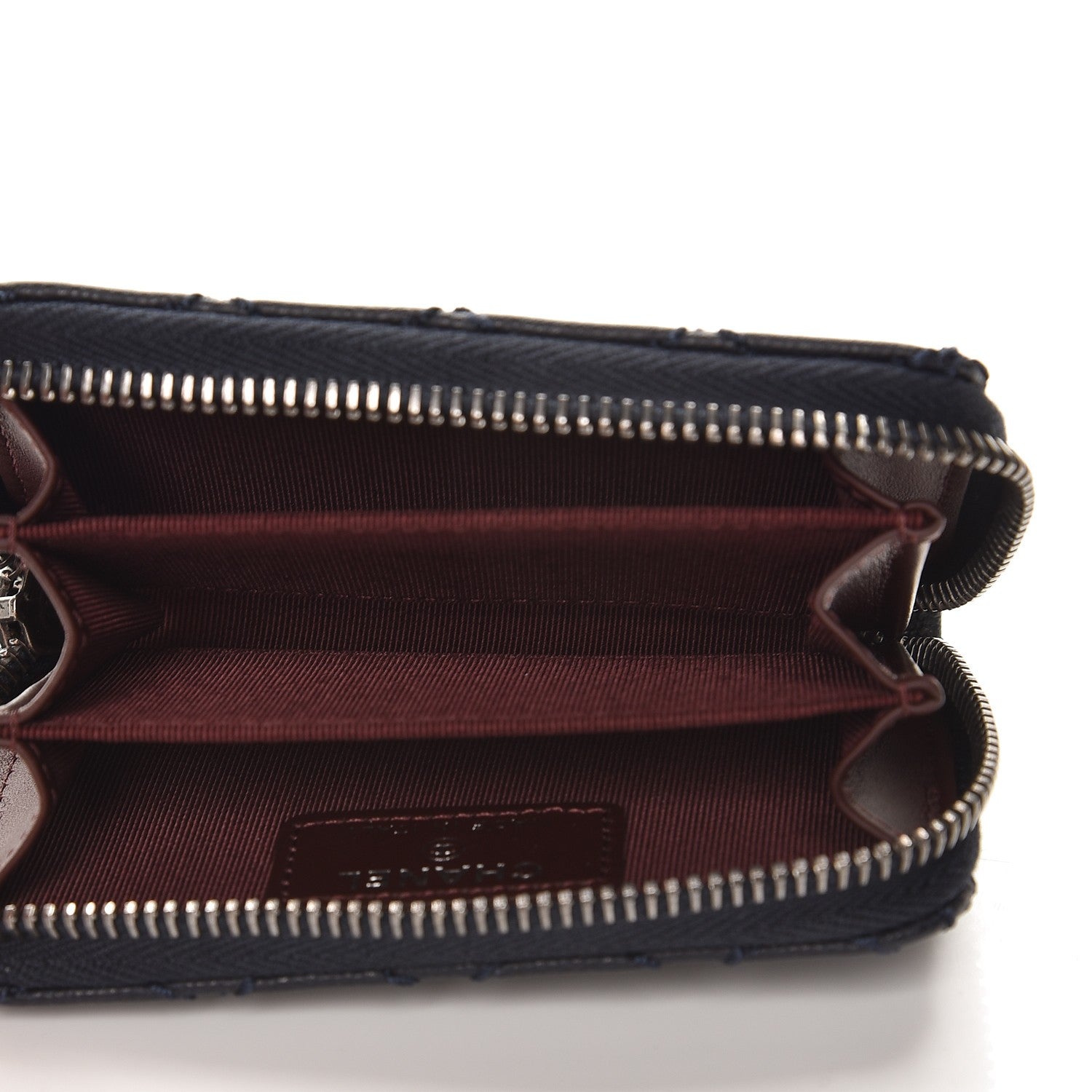 Chanel Caviar Stitched Zip Coin Purse Navy 5 of 8