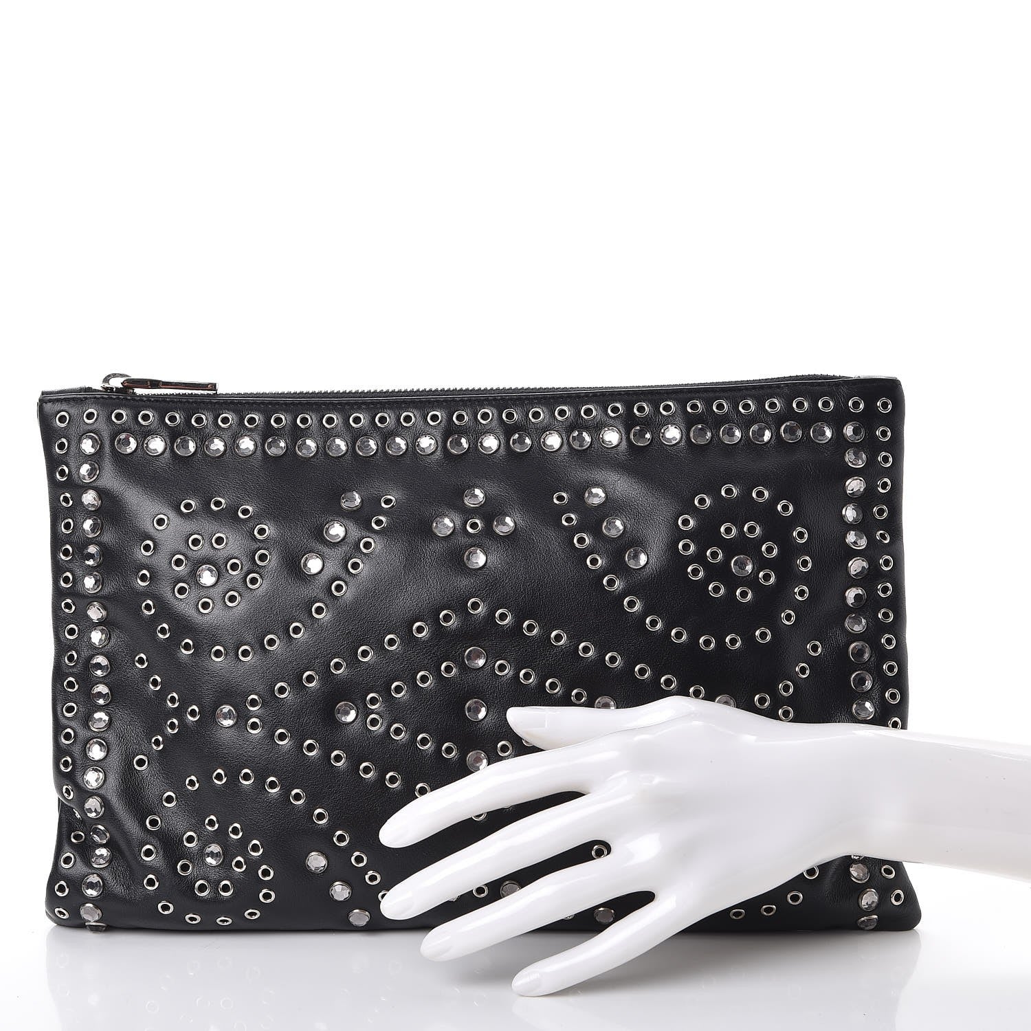 Prada Vitello Vintage Studded Clutch Black 2 of 7