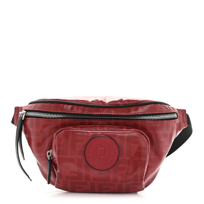 Fendi Glazed Fabric Vitello Century FF 1974 Stamp Patch Pocket Belt Bag Rosso 1 of 13