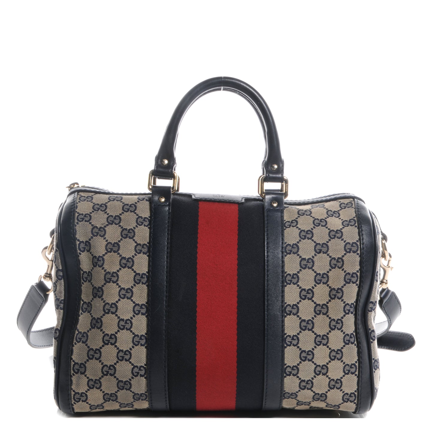 Monogram Selleria Calfskin Vintage Web Medium Boston Beige Blue