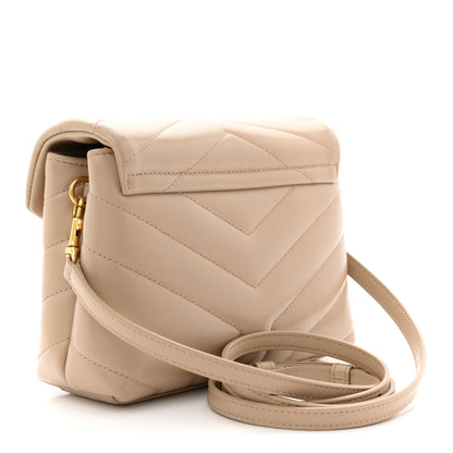 Saint Laurent Calfskin Y Quilted Monogram Toy Loulou Crossbody Bag Dark Beige 3 of 10