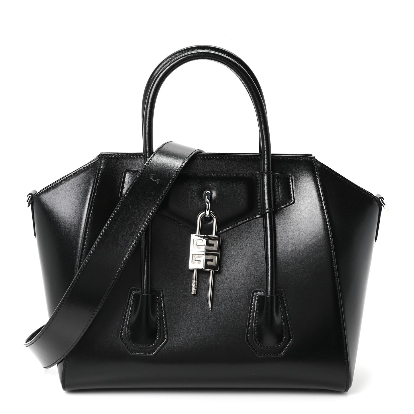 Box Calfskin Small Lock Antigona Shoulder Bag  Black