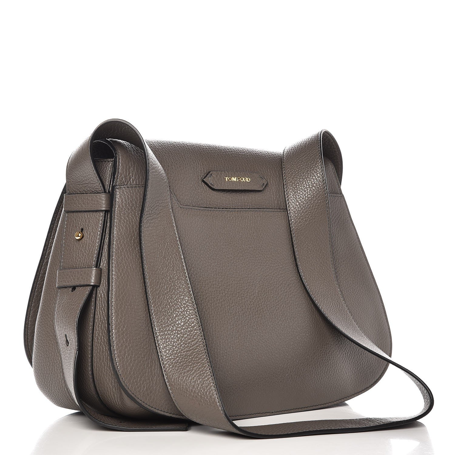 Tom Ford Grained Calfskin Soft Jennifer Saddle Bag Graphite 4 of 7