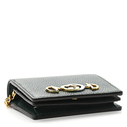 Gucci Grainy Calfskin Zumi Chain Card Case Wallet Vintage Green 4 of 9