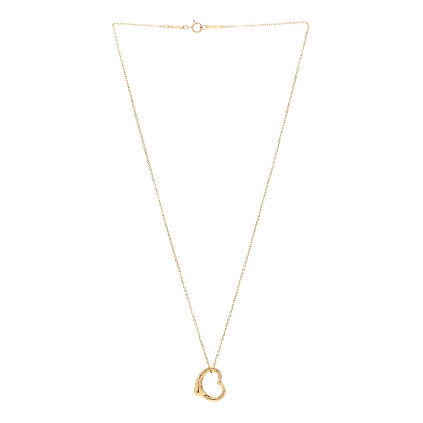 18K Yellow Gold 14mm Elsa Peretti Open Heart Pendant Necklace
