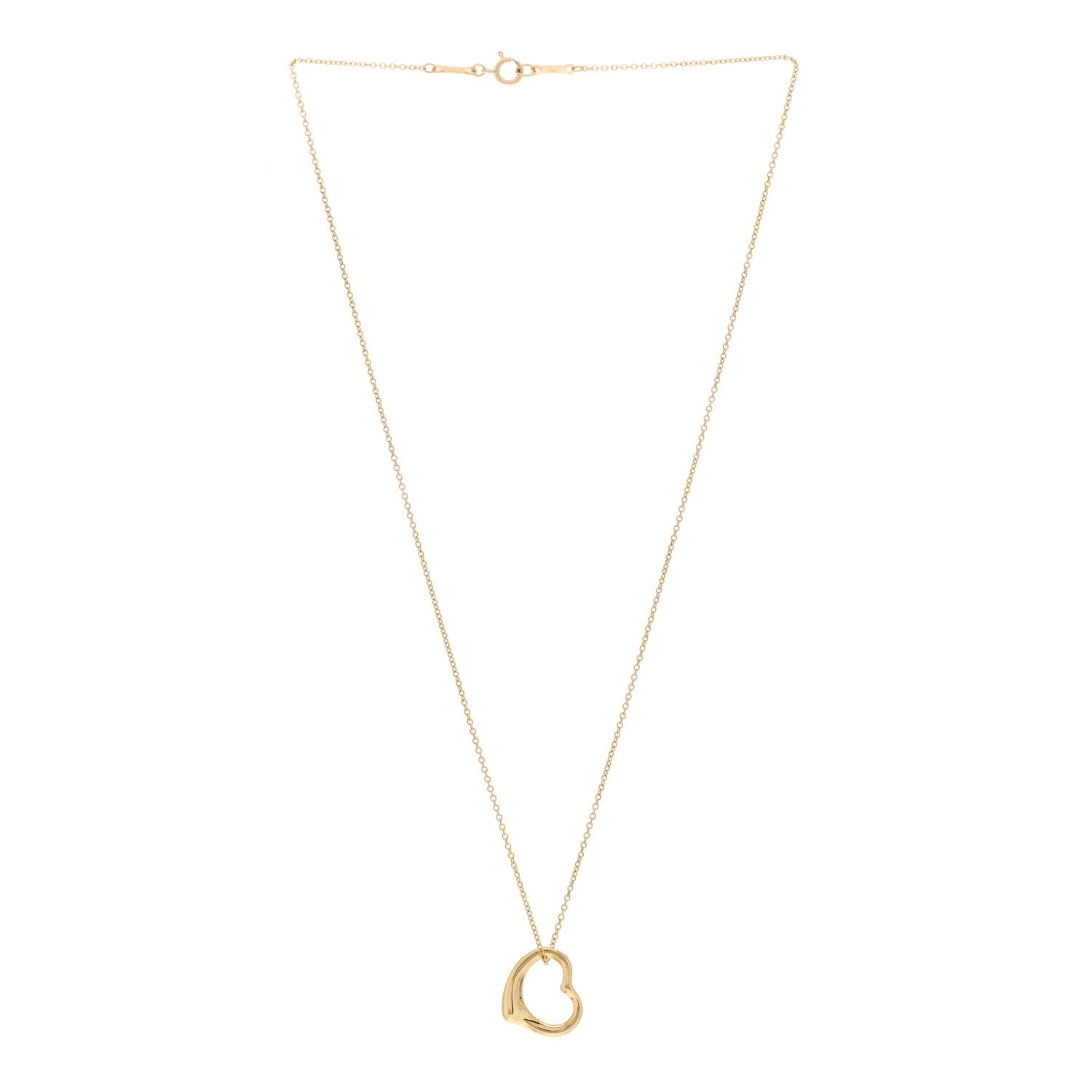 Tiffany 18K Yellow Gold 14mm Elsa Peretti Open Heart Pendant Necklace 3 of 4