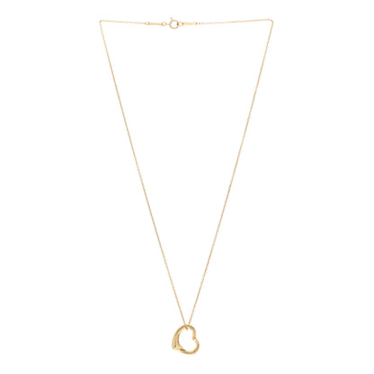 Tiffany 18K Yellow Gold 14mm Elsa Peretti Open Heart Pendant Necklace 3 of 4