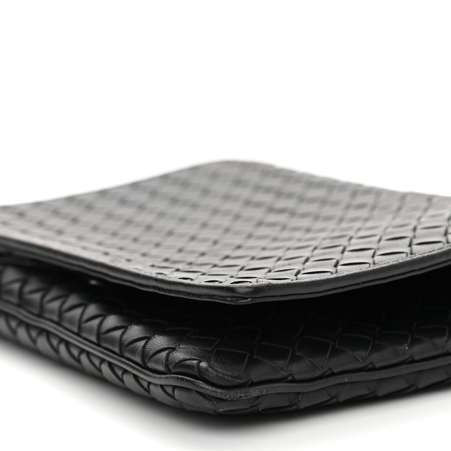 Nappa Intrecciato Crossbody Messenger Flap Black