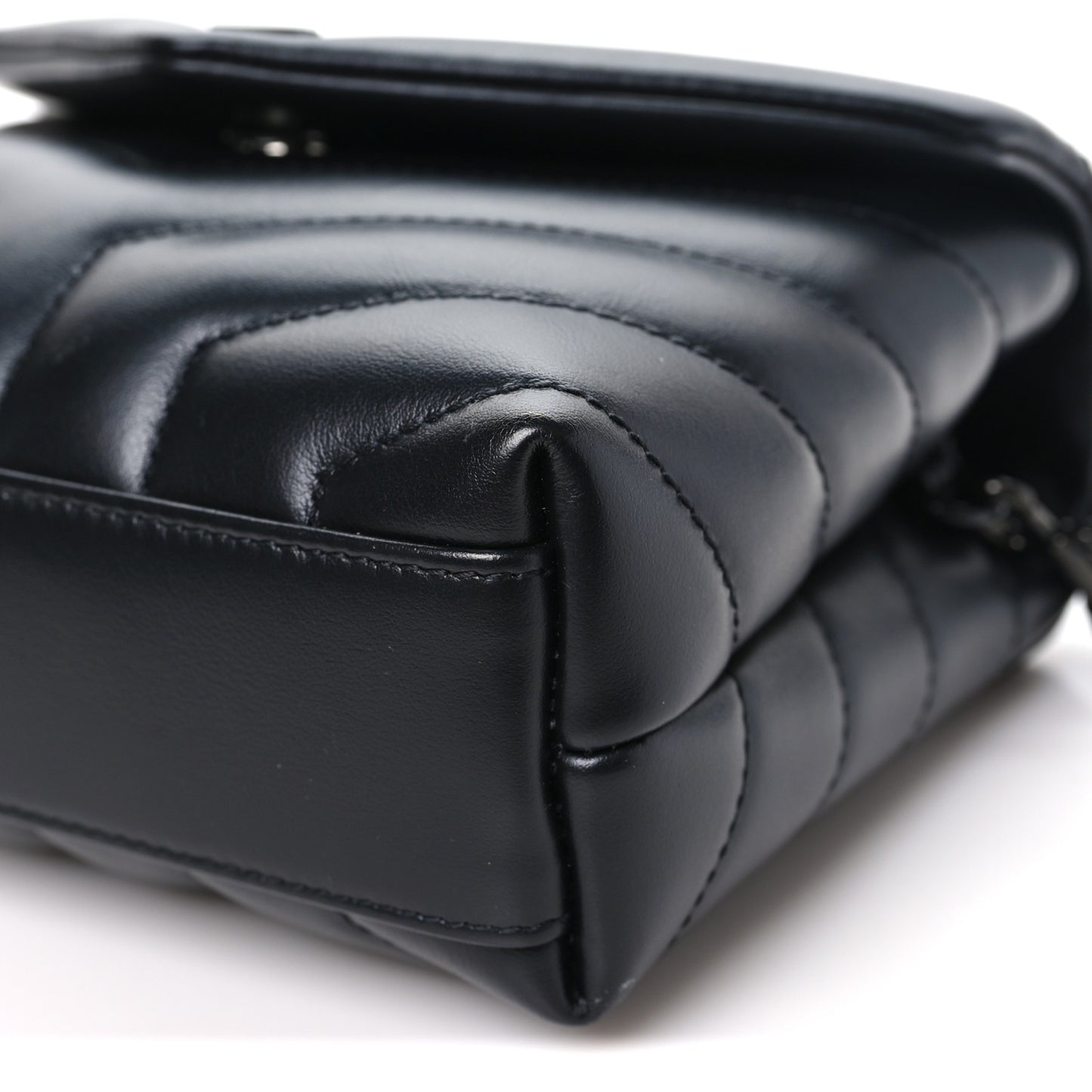 Calfskin Y Quilted Monogram Monochrome Toy Loulou Crossbody Bag Black