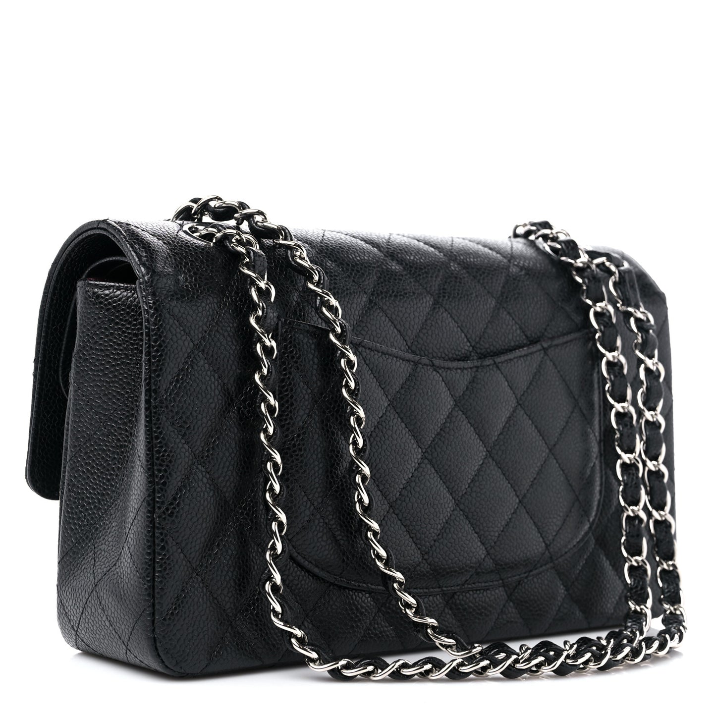 Caviar Quilted Medium Double Flap Black