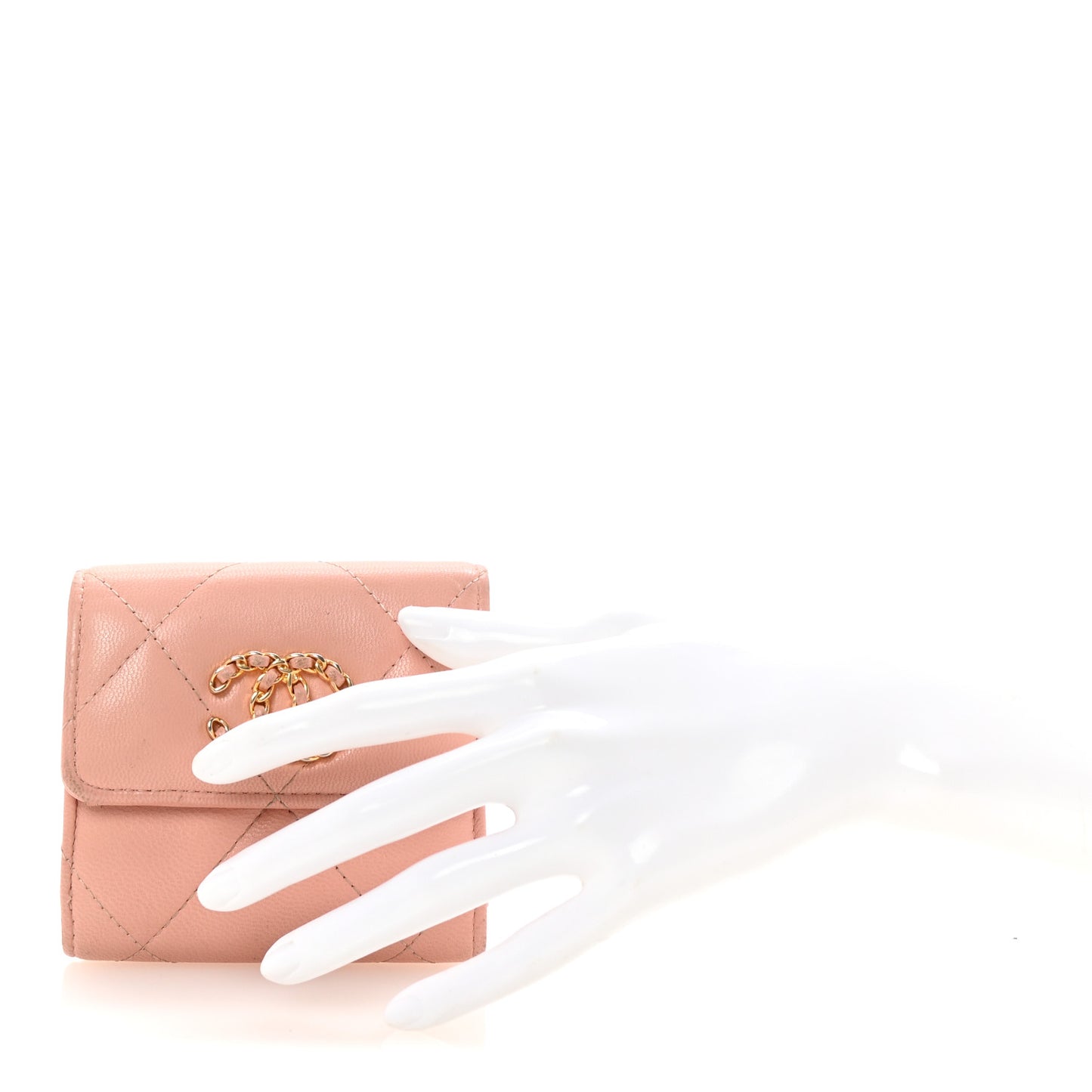 Goatskin Quilted Chanel 19 Small Flap Wallet Pink
