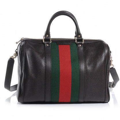 Gucci Leather Vintage Web Medium Boston Brown 1 of 8