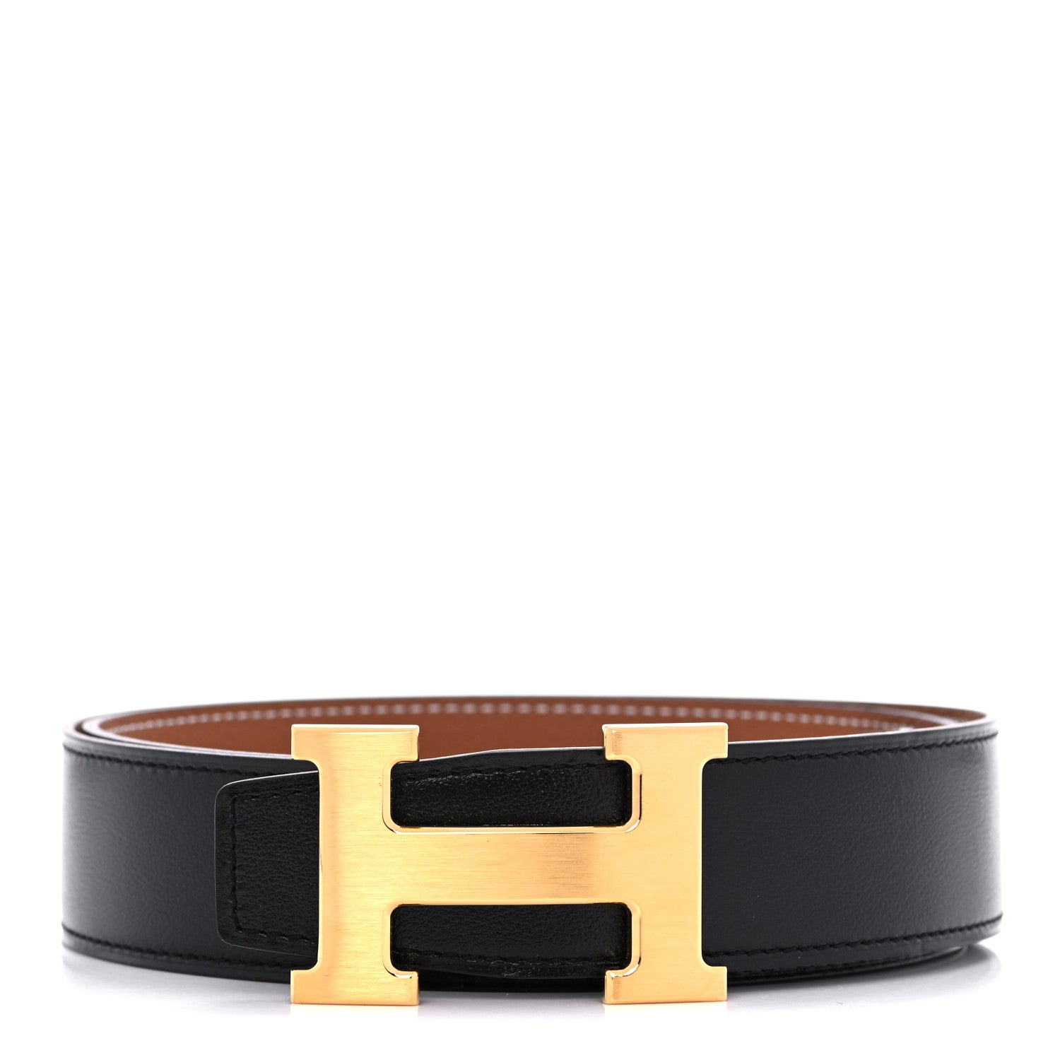 Hermes Box Togo 32mm H Belt 85 34 Black Gold 1 of 7