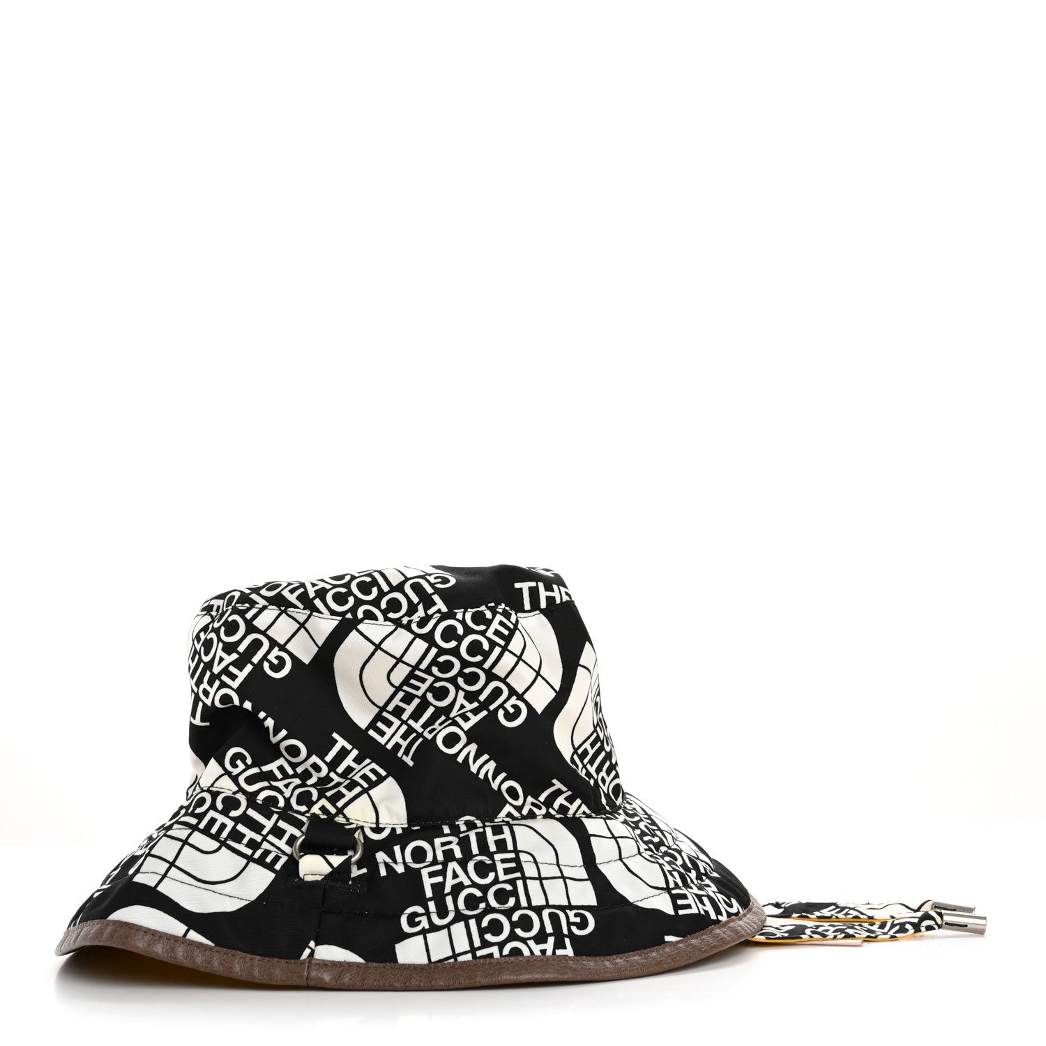 Gucci X THE NORTH FACE Nylon Reversible Self-Tie Bucket Hat M Black Yellow 6 of 16