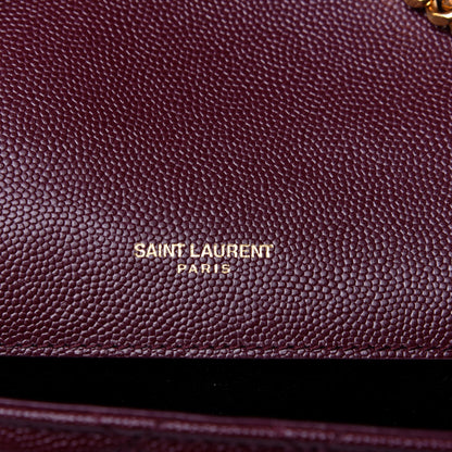 Saint Laurent Grain De Poudre Textured Mixed Matelasse Triquilt Small Monogram Satchel Burgundy 7 of 10