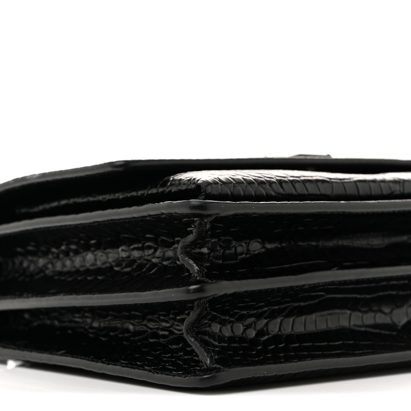 Calfskin Crocodile Embossed Medium Monochrome Monogram Sunset Black