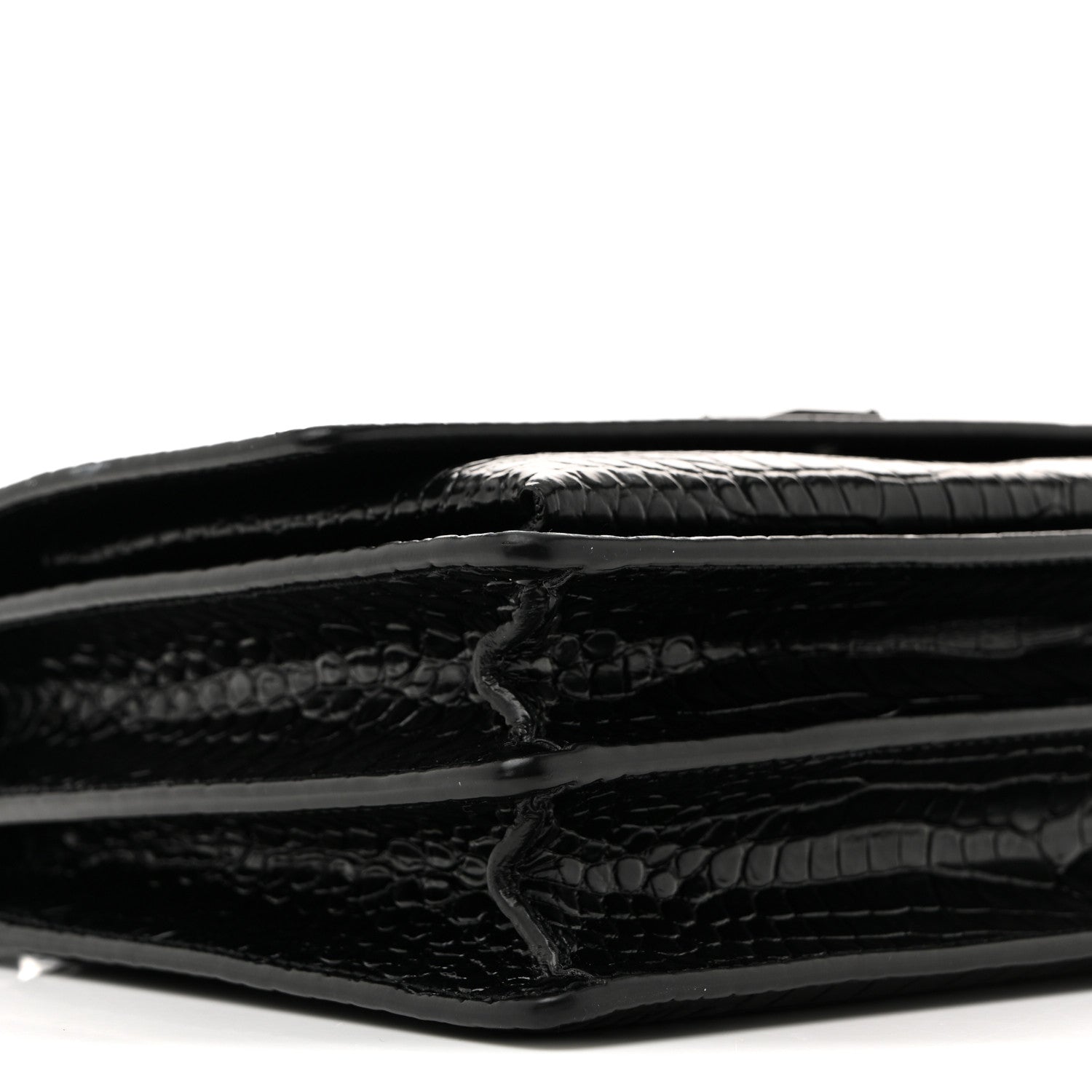 Saint Laurent Calfskin Crocodile Embossed Medium Monochrome Monogram Sunset Black 9 of 12