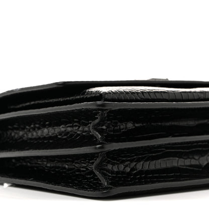 Saint Laurent Calfskin Crocodile Embossed Medium Monochrome Monogram Sunset Black 9 of 12