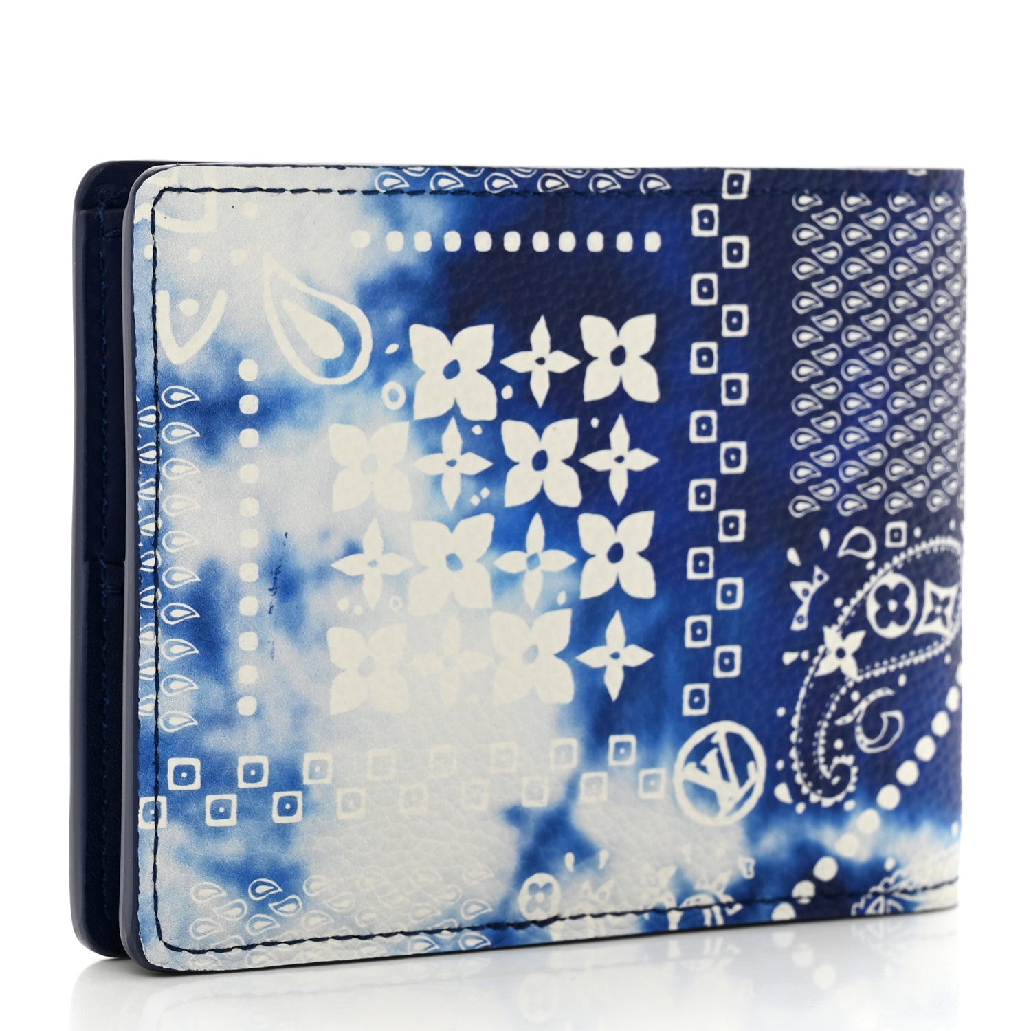 Louis Vuitton Cowhide Monogram Bandana Slender Wallet Blue 3 of 8