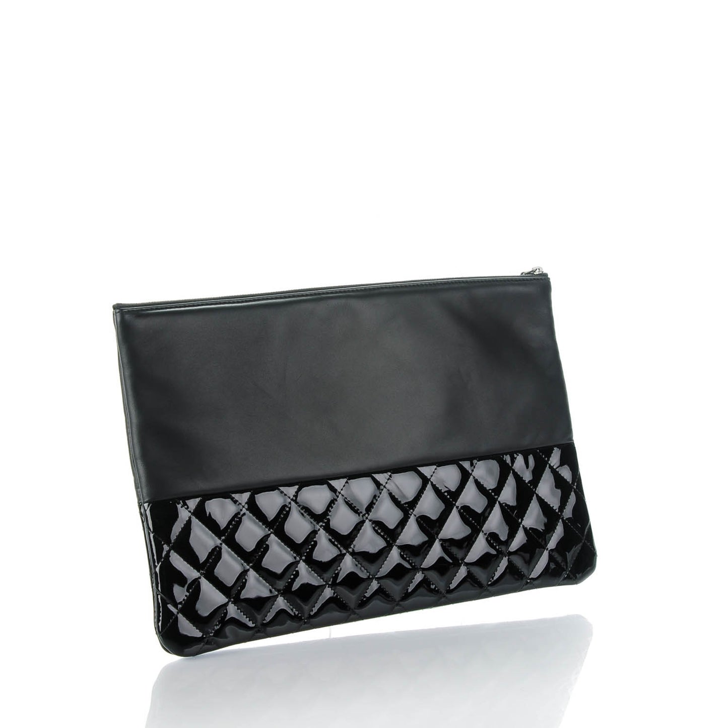 Lambskin Patent Quilted Large Cosmetic Case Black