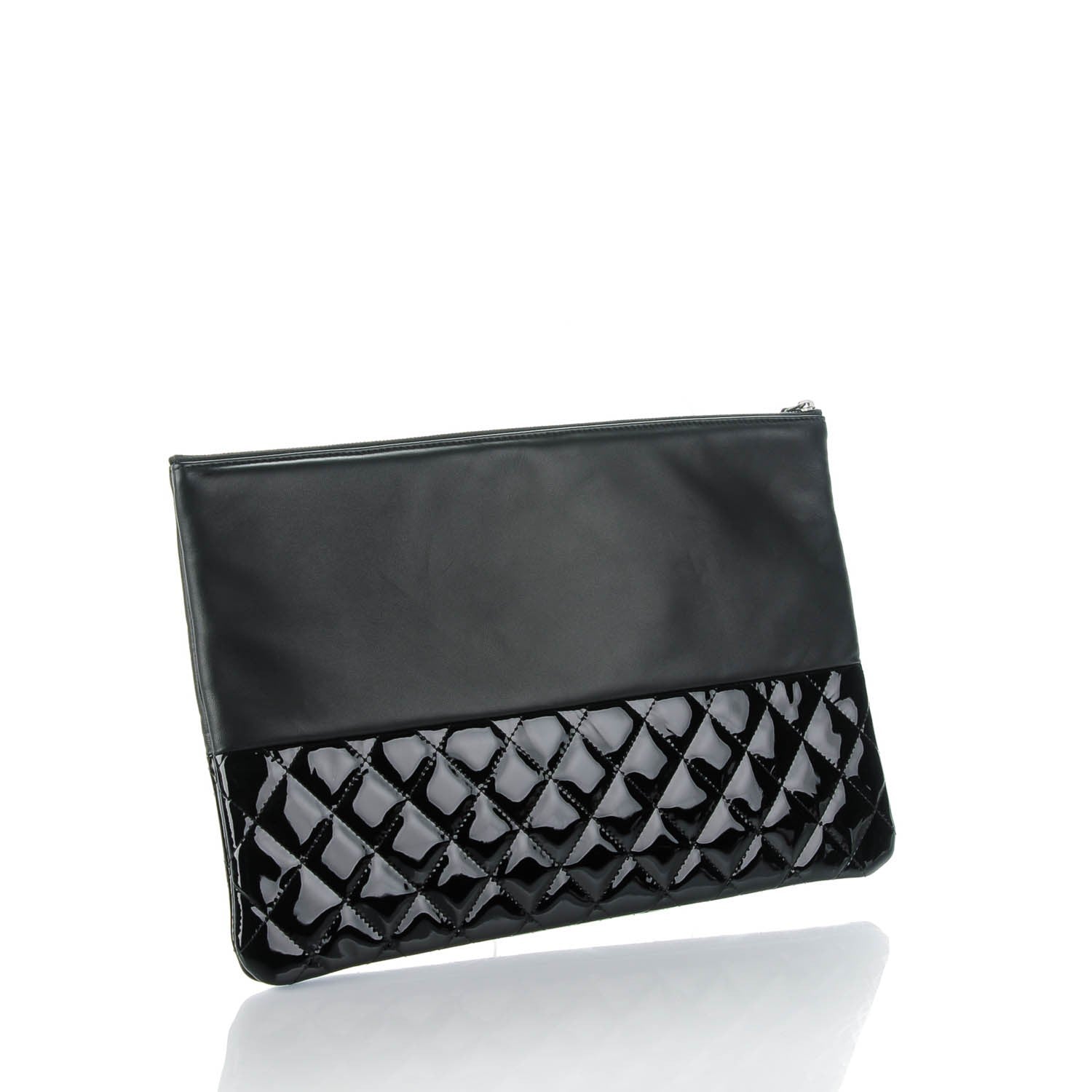 Chanel Lambskin Patent Quilted Large Cosmetic Case Black 3 of 7