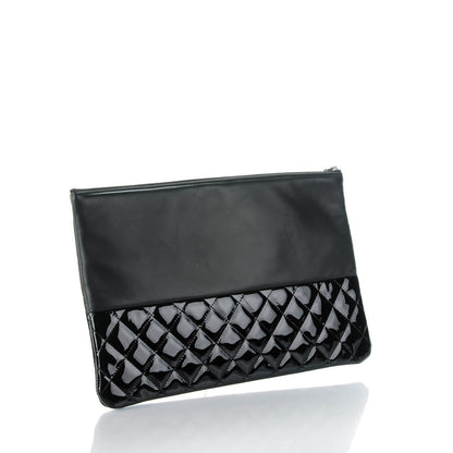 Chanel Lambskin Patent Quilted Large Cosmetic Case Black 3 of 7