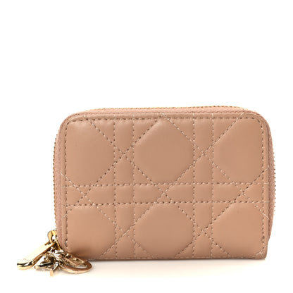 Christian Dior Lambskin Cannage Small Lady Dior Voyageur Coin Purse Rose Des Vents 1 of 8