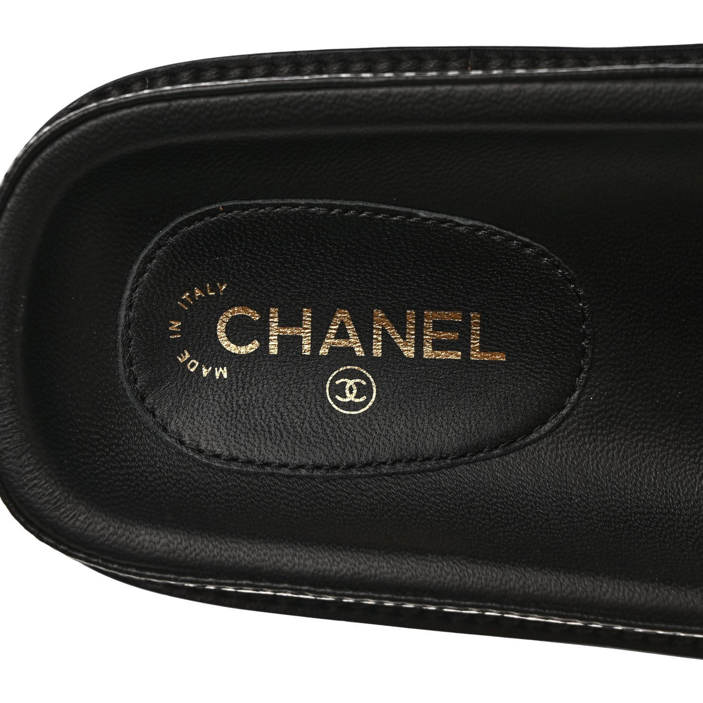 Lambskin Cha-Nel Mule Sandals 36.5 Black Multicolor