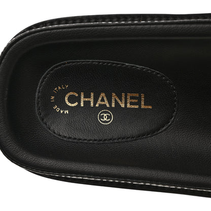 Chanel Lambskin Cha-Nel Mule Sandals 36.5 Black Multicolor 7 of 10