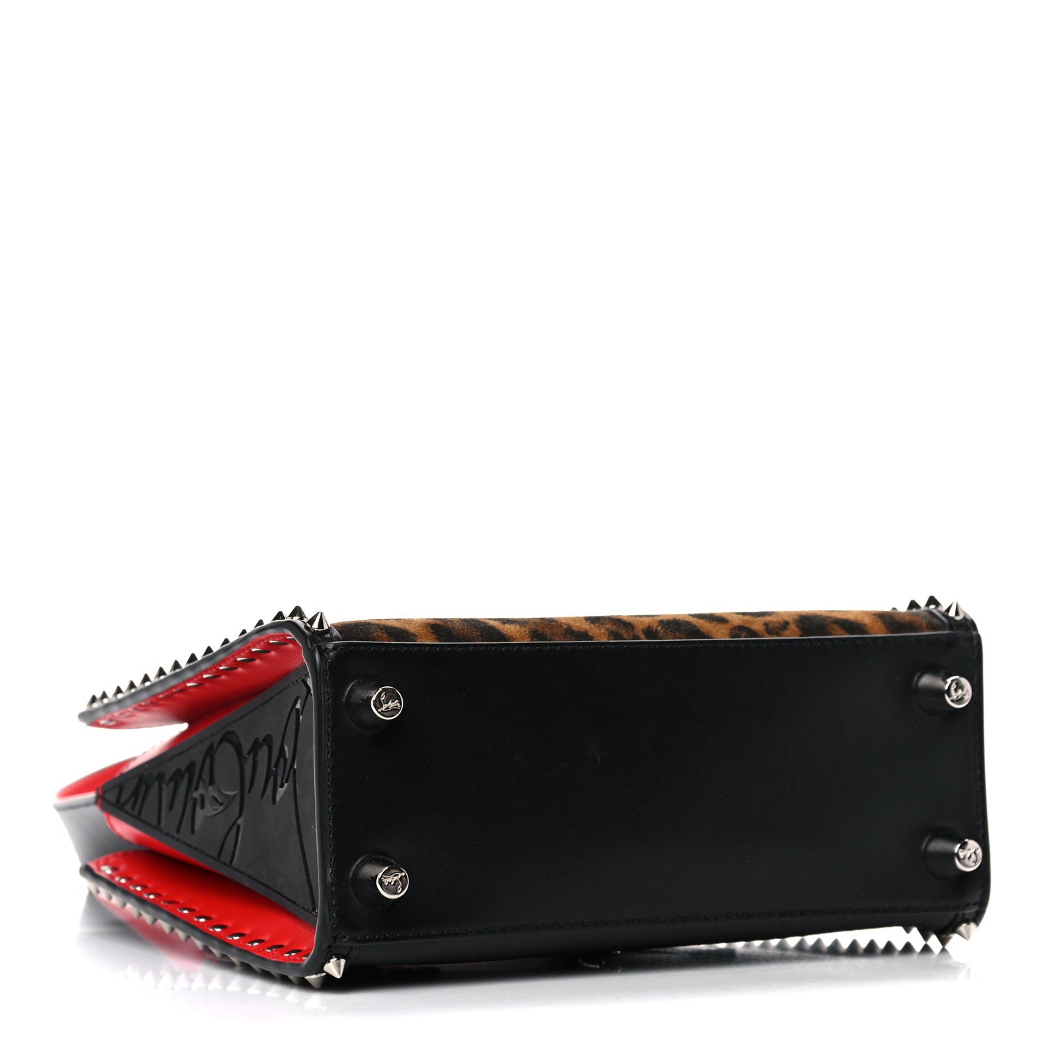 Christian Louboutin Calfskin Suede Spikes Leopard Print Mini Paloma Multicolor 3 of 12