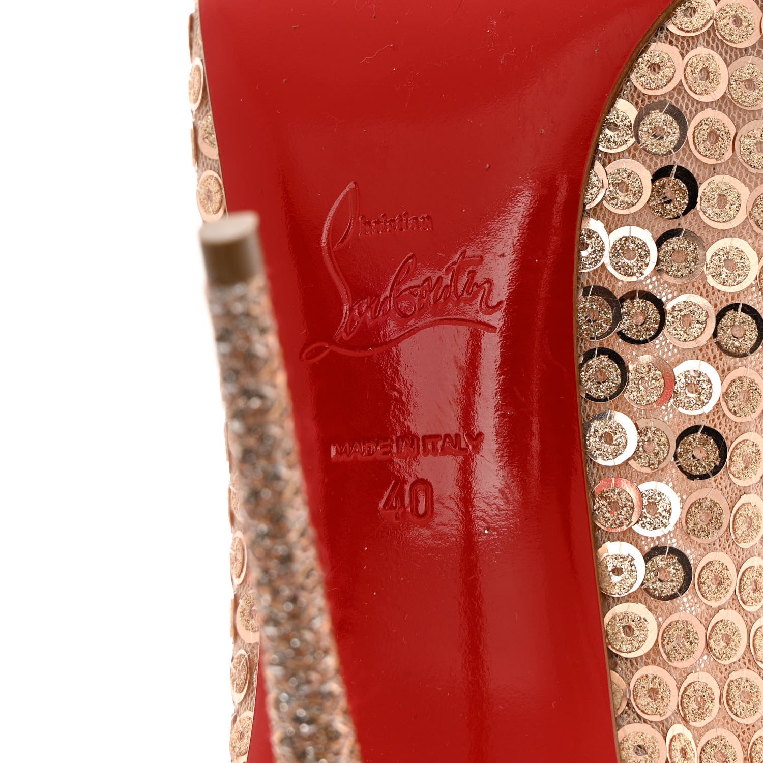 Christian Louboutin Glitter Diams Paillettes Gipsybootie 100 Ankle Boots 40 Nude 7 of 8